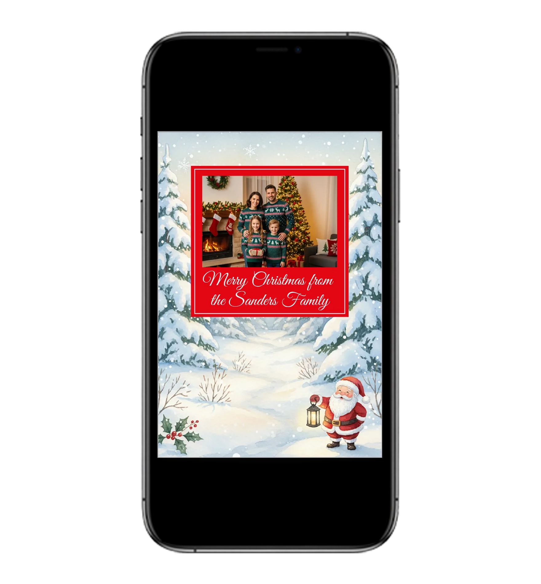 Digital julkort mall christmas retro mobil för sms och email