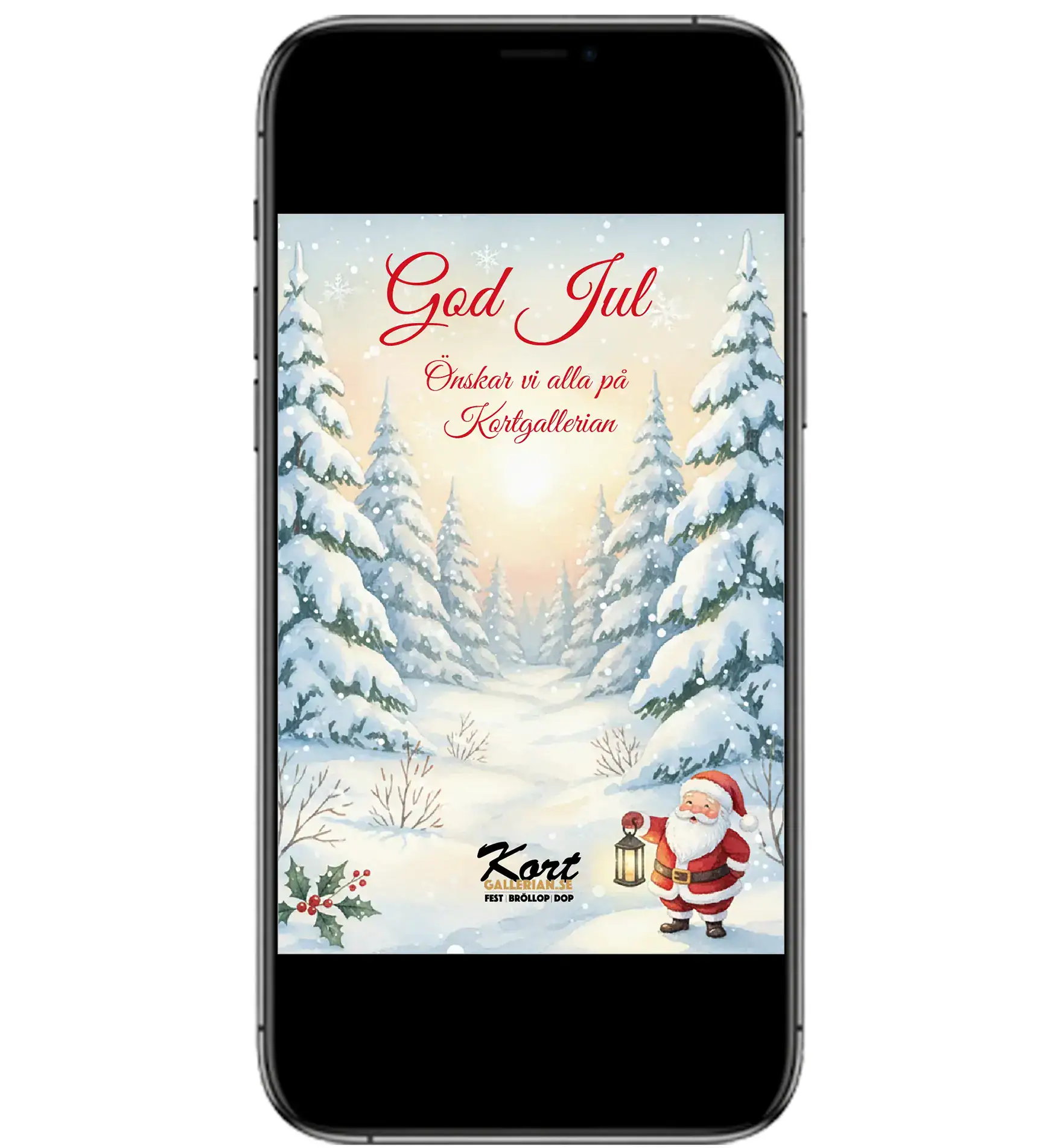 Digital julkort mall christmas retro för företag med logga. Skickas som sms och email. För mobil.