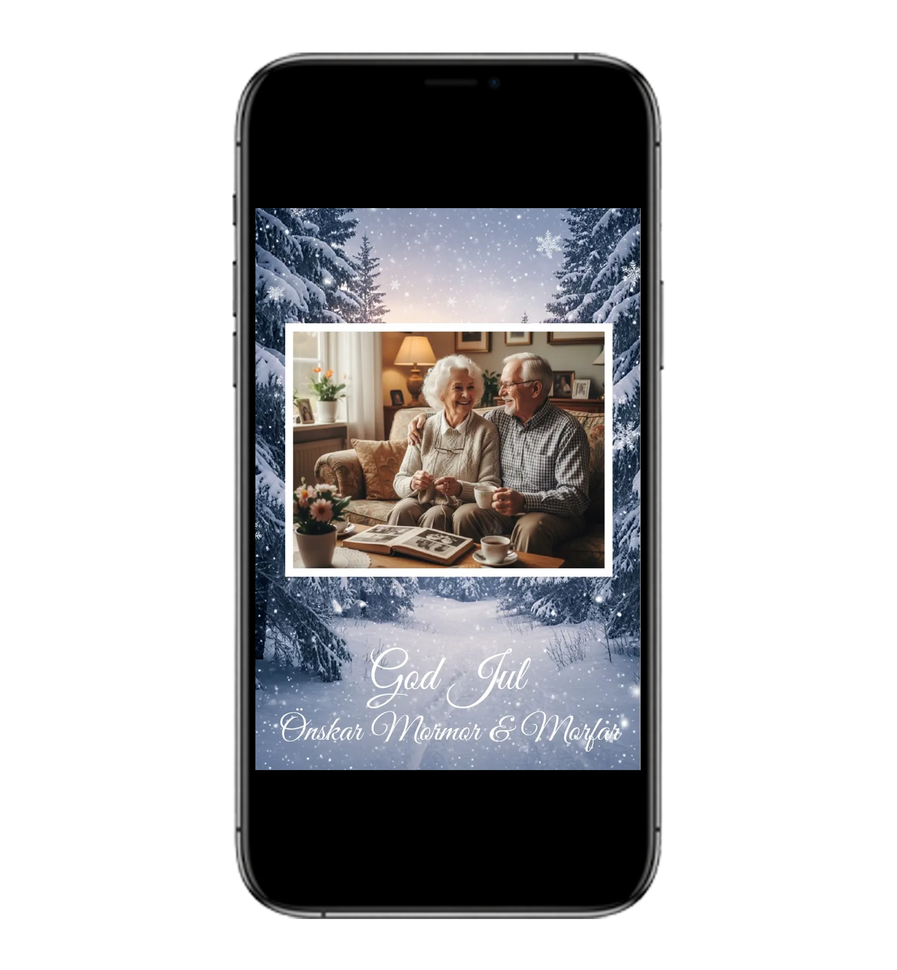 Digital julkort mall snow för mms och mobil