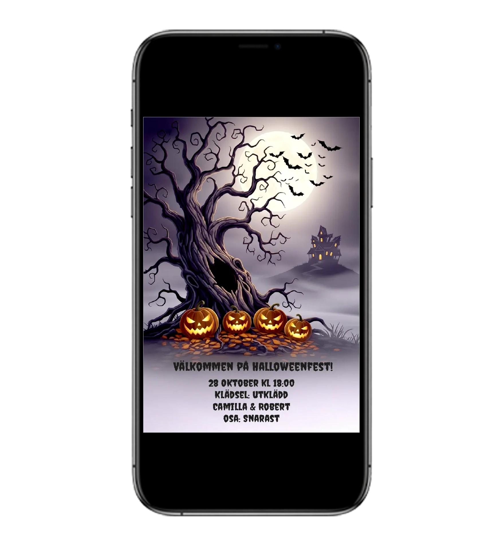 Digitalt inbjudningskort Halloween mall Haunt mobil