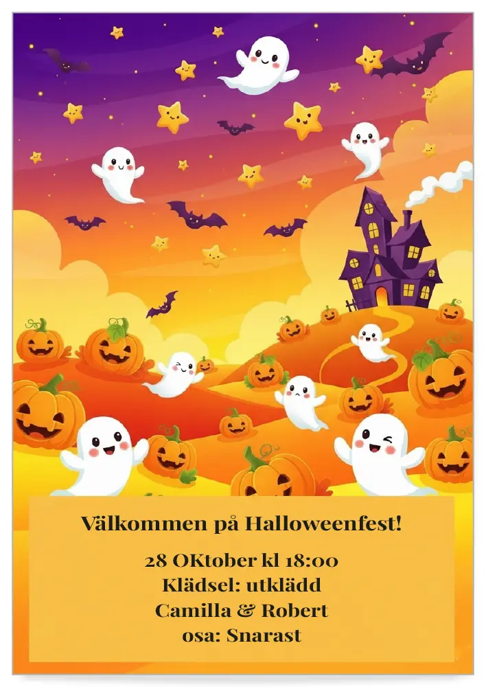 Digitalt inbjudningskort Halloween mall happy
