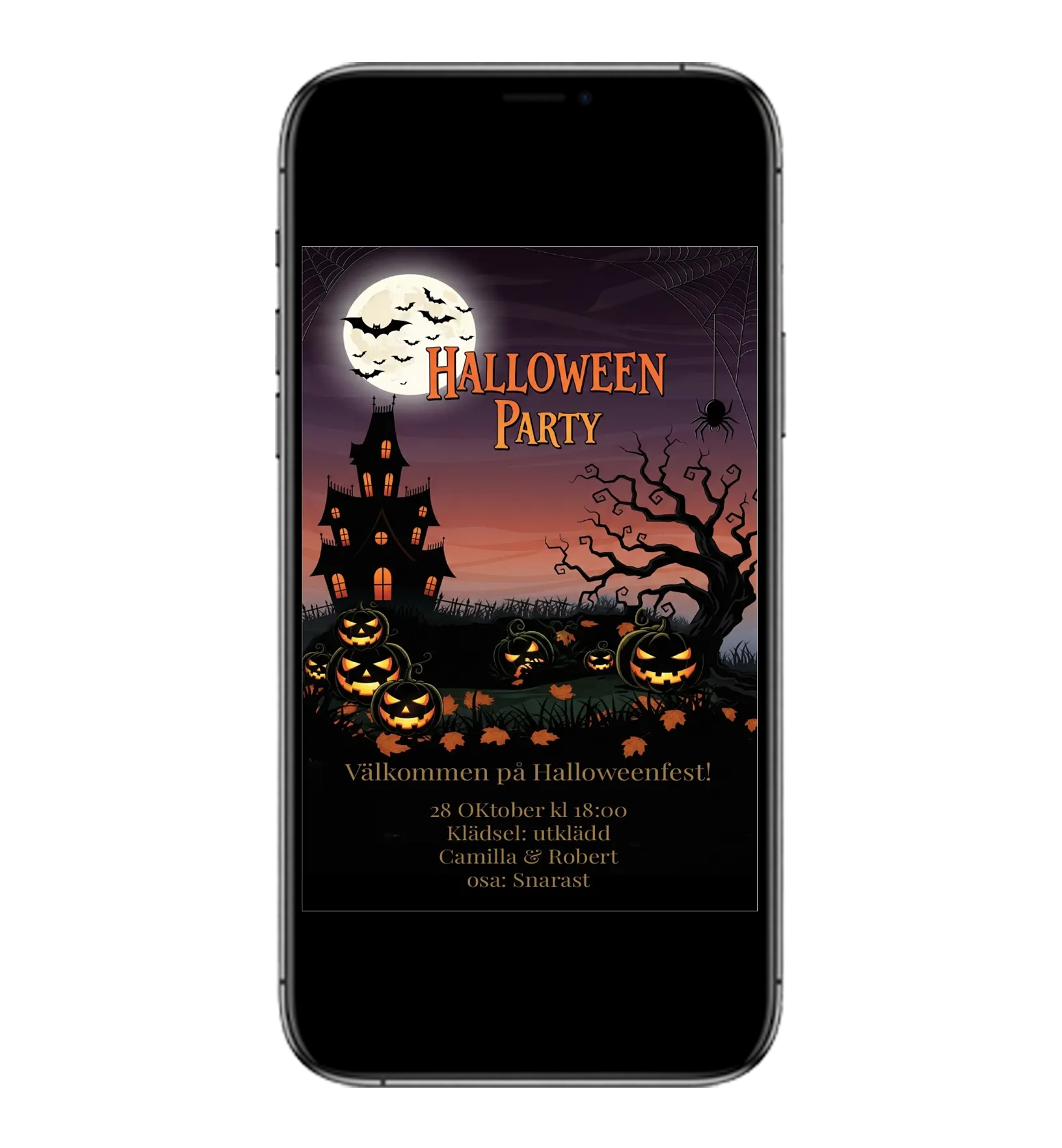 Digitalt inbjudningskort Halloween mall Spooky för mobil
