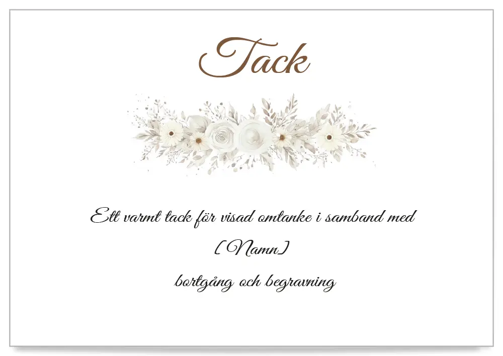 Tackkort begravning mall ljus krans