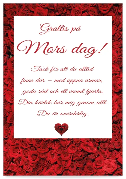 Digitalt inbjudningskort mall Mors Dag med röda rosor