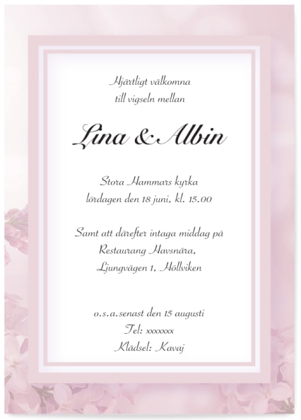 Inbjudningskort till bröllop mall soft pink
